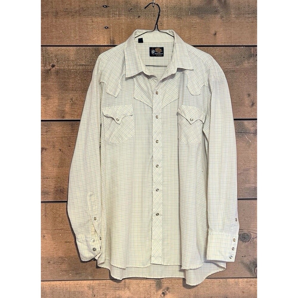 Vintage 1970s Western Pearl Snap Shirt Cowboy Top Mens Rodeo Kenny Rogers 18/35